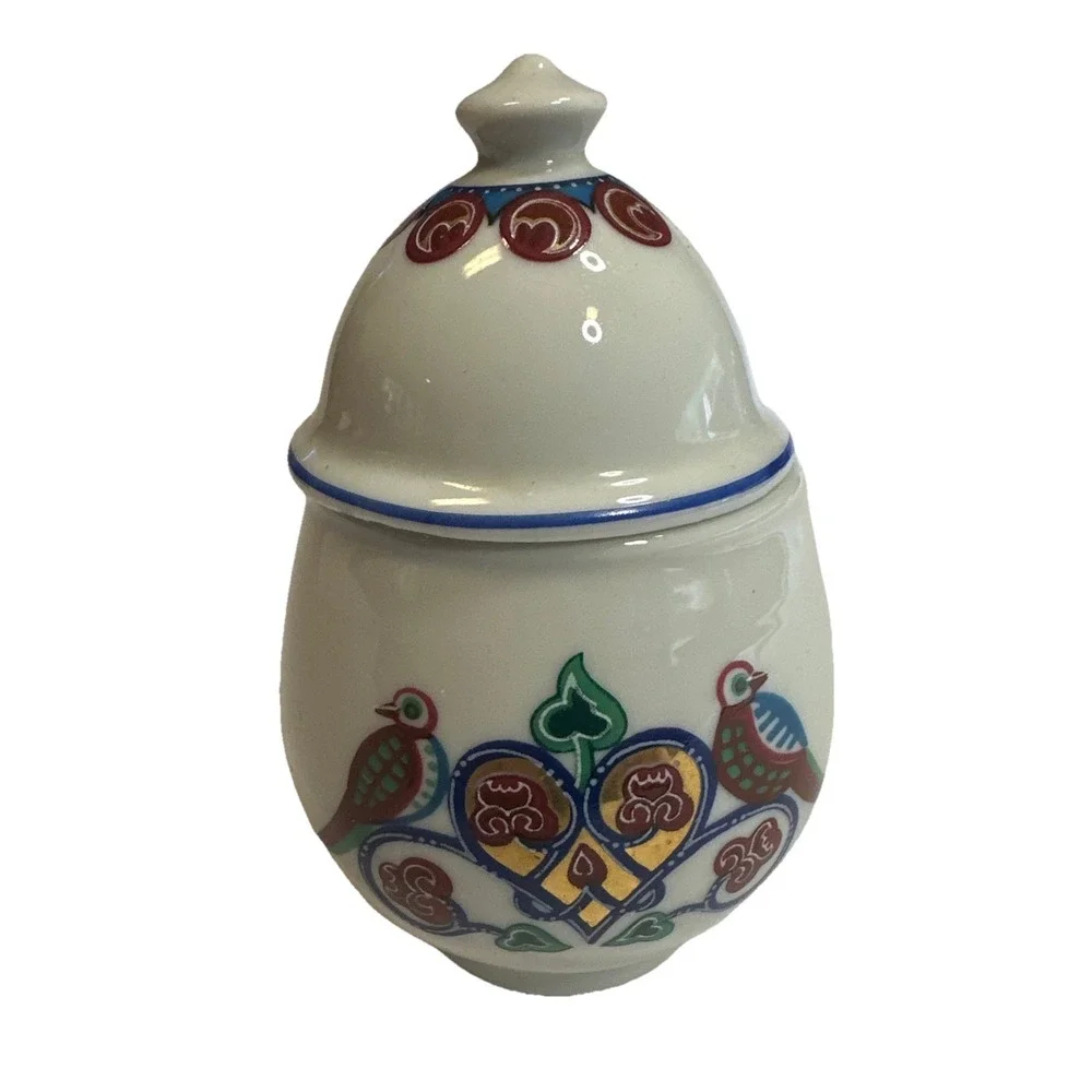 Vitg Elizabeth Arden Byzantium Love Birds Gilded Dome Porcelain Jar